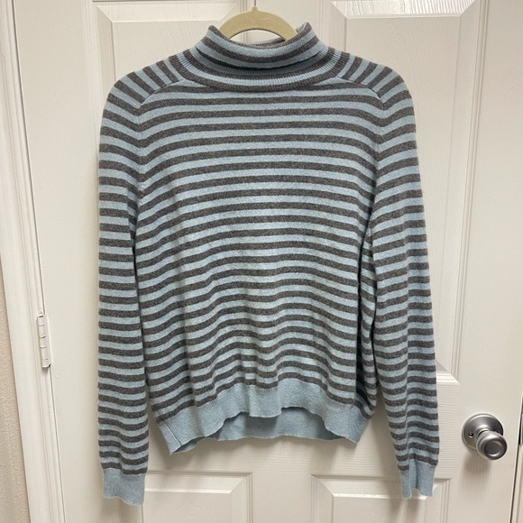 360 Cashmere Striped Turtleneck Sweater - Picture 1 of 11